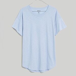 Women’s Madewell Plus Whisper Cotton Pullover Crew Neck Top/Shirt Lt Blue 1X NWT